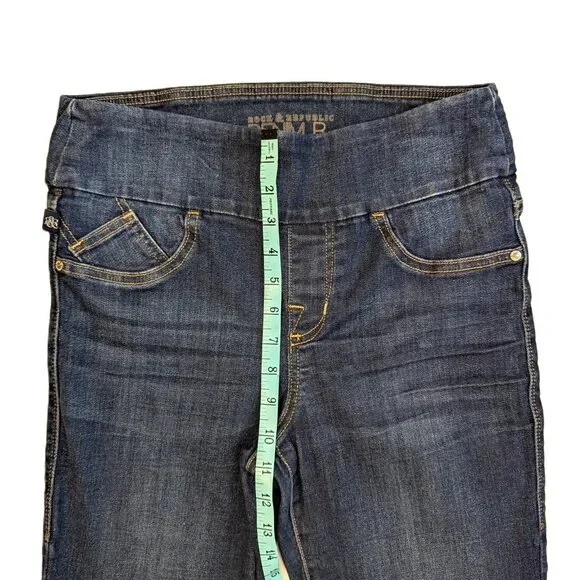 Rock & Republic Jeans Fever Pull On Dark Medium Wash Mid Rise Skinny Size 10 - Picture 9 of 11